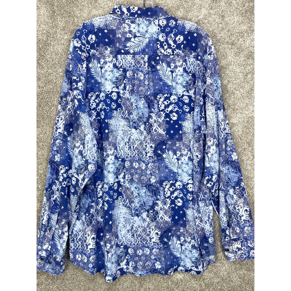 Tommy Bahama Tortola Hawaiian Button Down Shirt Mens XXL Batik Blue Long Sleeve - Picture 2 of 9